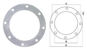 JUNTA 8 FOROS Ø 110x65x2mm TREVIL C=87mm D=Ø 9mm