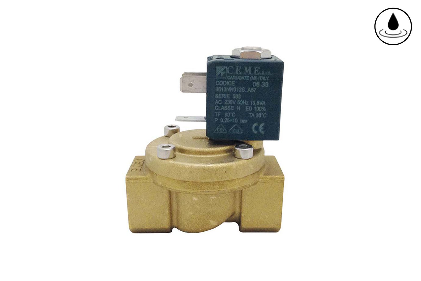 ELETTROVALVOLA ACQUA CEME 3/8" (8513) - 1/2" (8514) MEMBRANA Ø 12mm