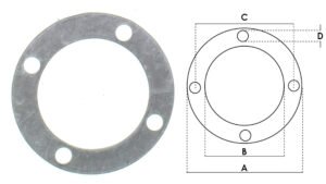 GUARNIZIONE 4 FORI Ø 121x72x2mm SARTITALIA C=100mm D=Ø 9mm